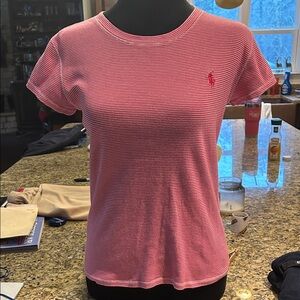 Polo by Ralph Lauren Women's Pink Pony Sz M Breast Cancer Striped Tee